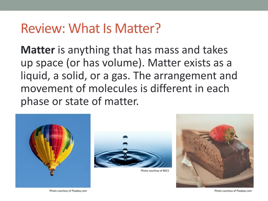 review what is matter