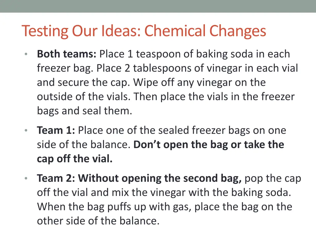 testing our ideas chemical changes 1