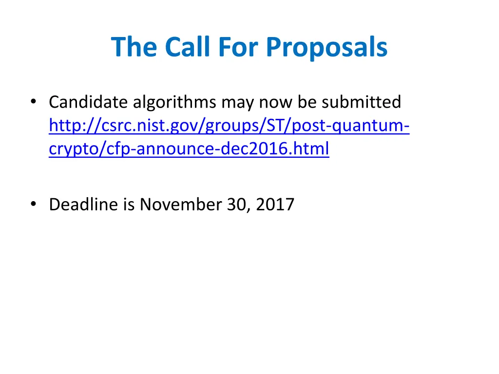 the call for proposals