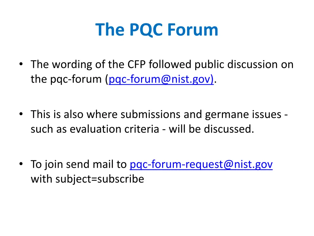 the pqc forum