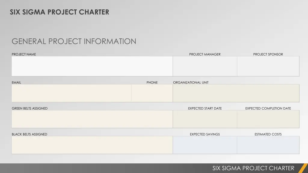 six sigma project charter