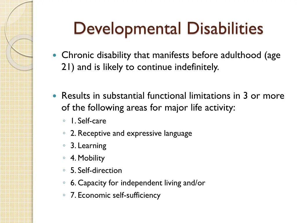 developmental disabilities