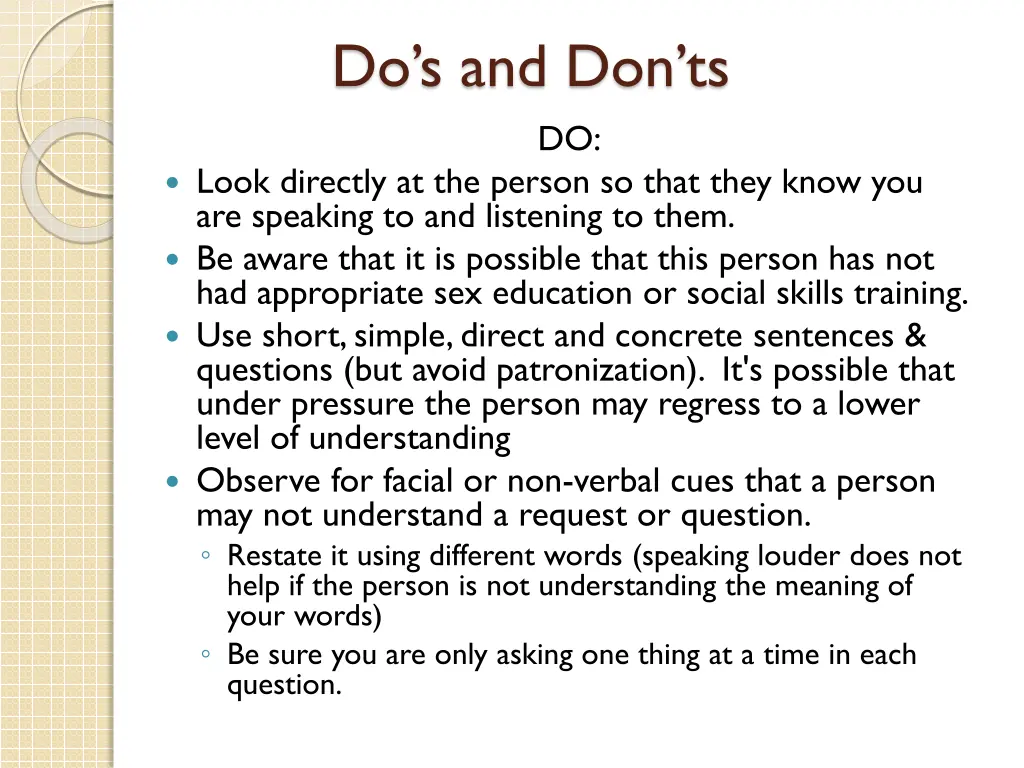 do s and don ts
