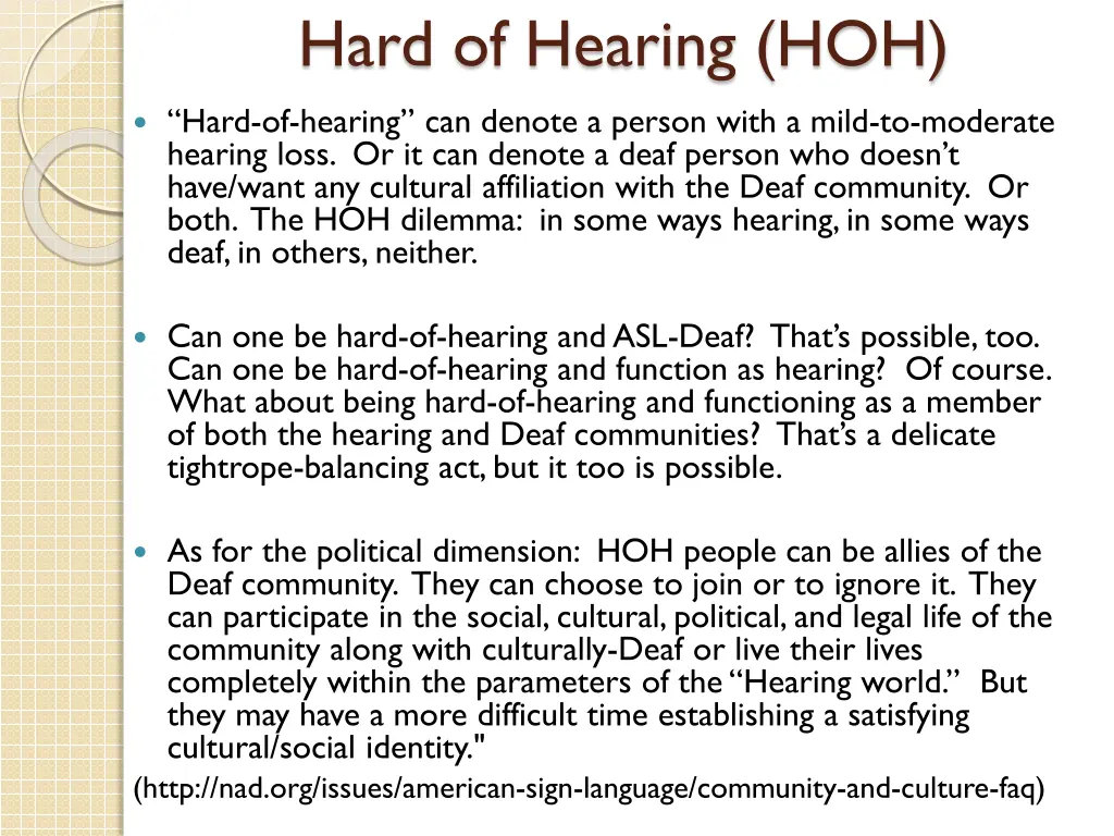 hard of hearing hoh