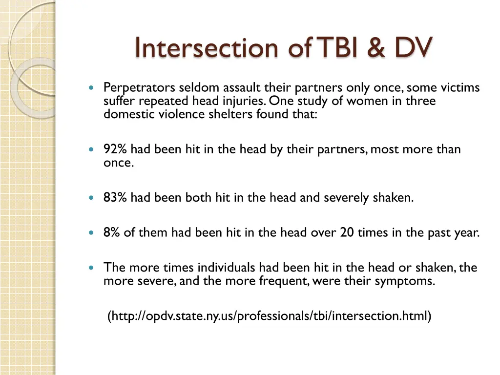 intersection of tbi dv