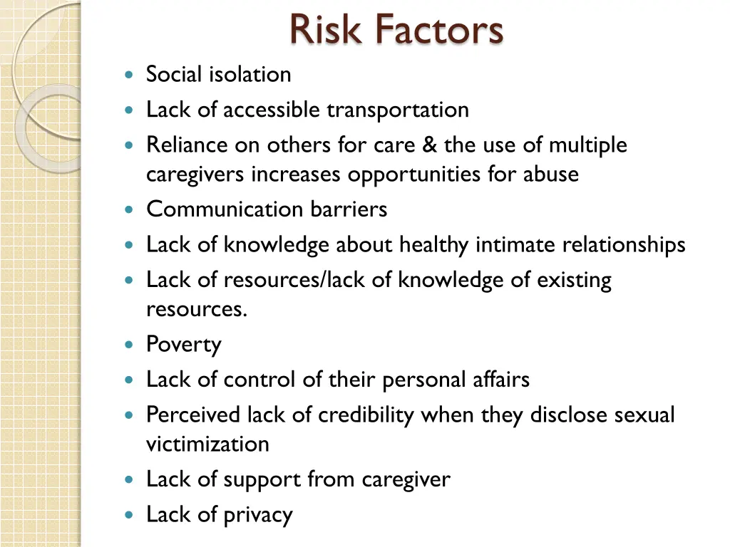 risk factors 1