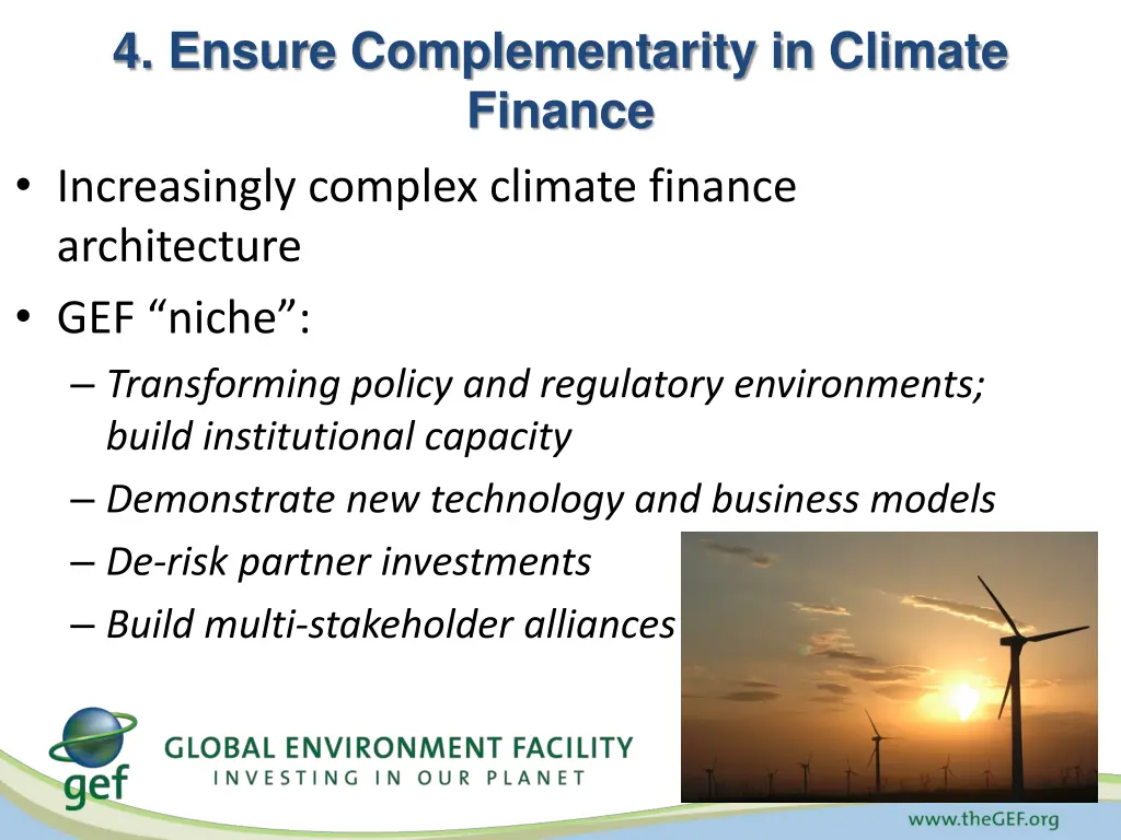 4 ensure complementarity in climate finance