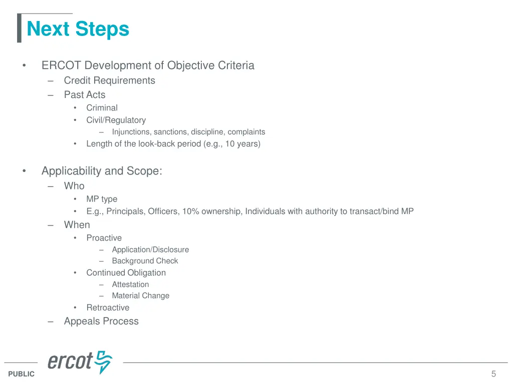 next steps