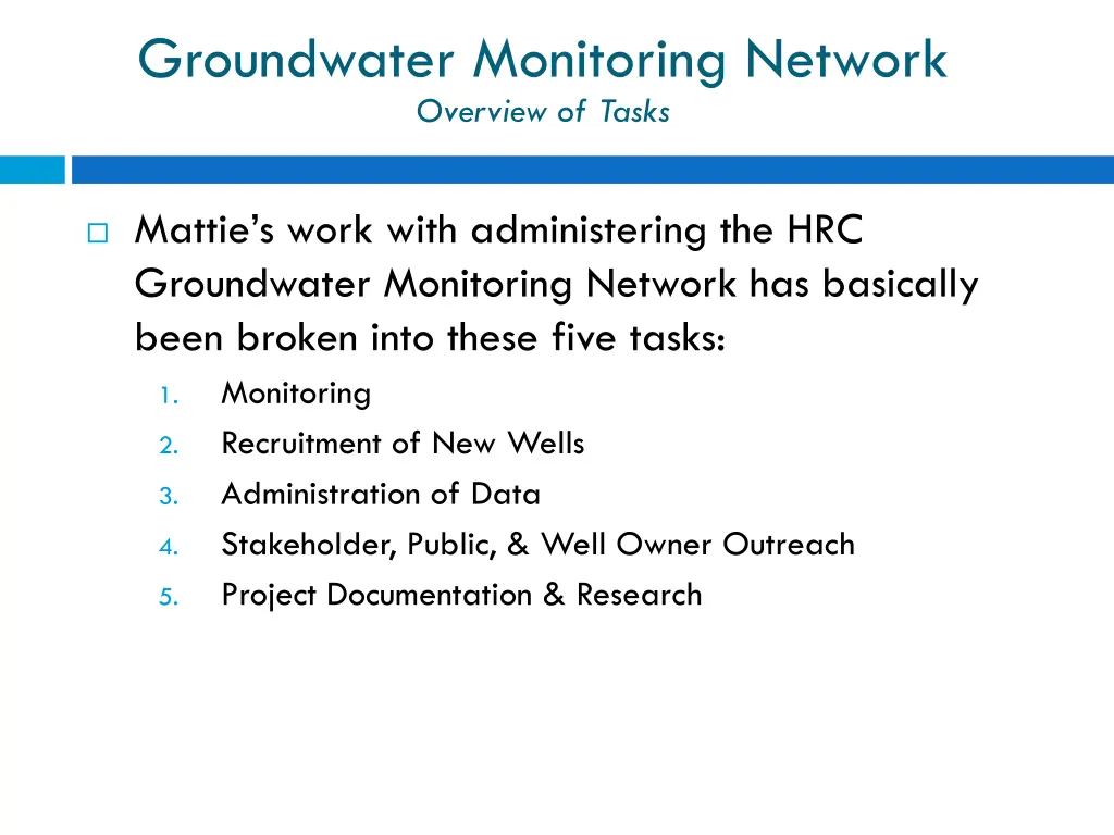 groundwater monitoring network overview of tasks