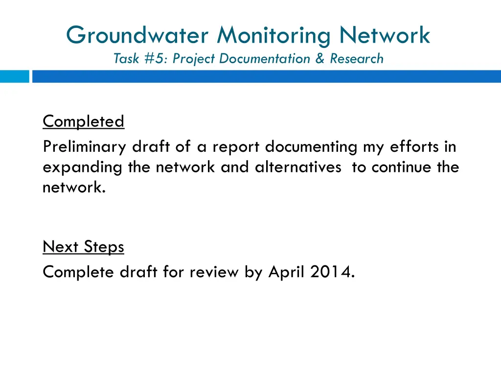 groundwater monitoring network task 5 project