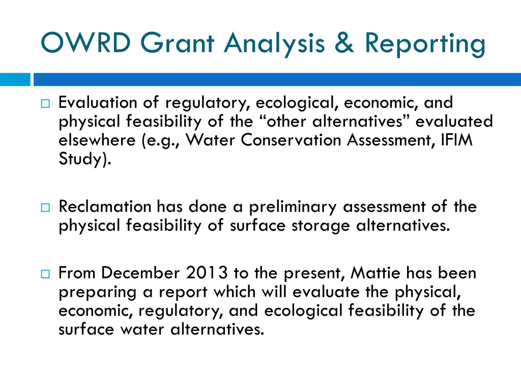 owrd grant analysis reporting 2