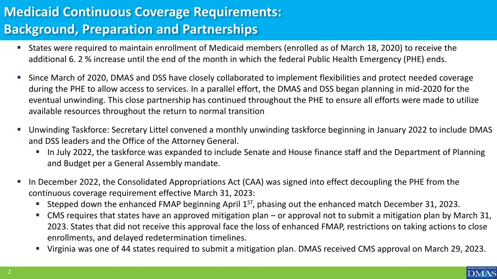 medicaid continuous coverage requirements