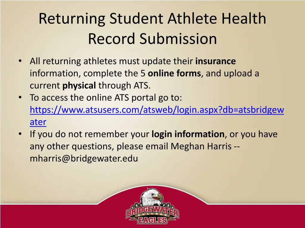 returning student athlete health record submission