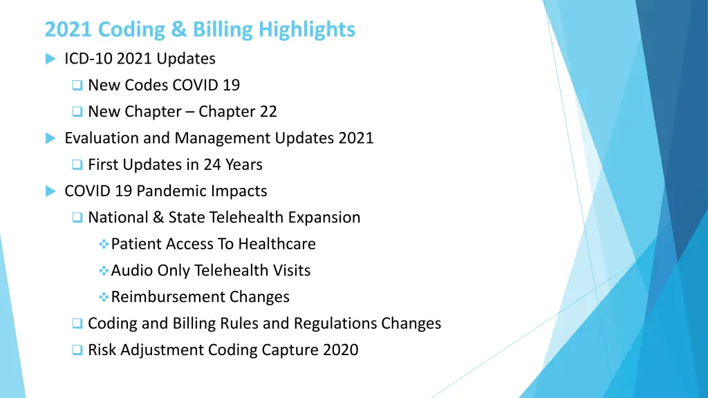 2021 coding billing highlights