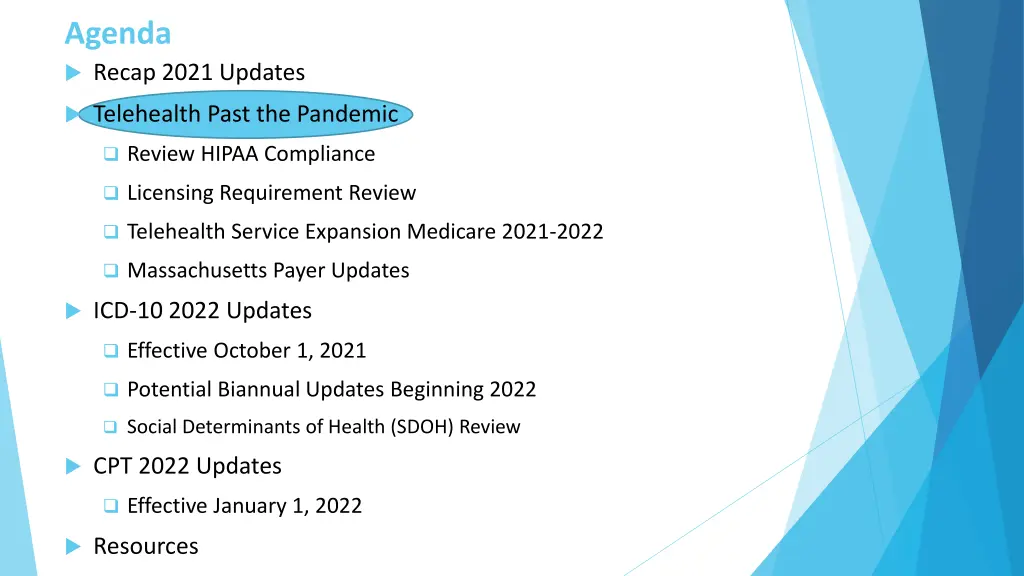 agenda recap 2021 updates