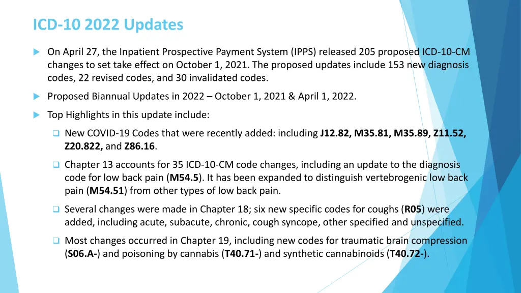 icd 10 2022 updates
