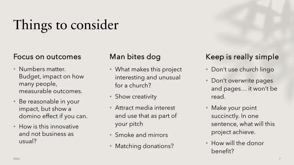 things to consider