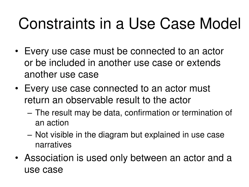 constraints in a use case model
