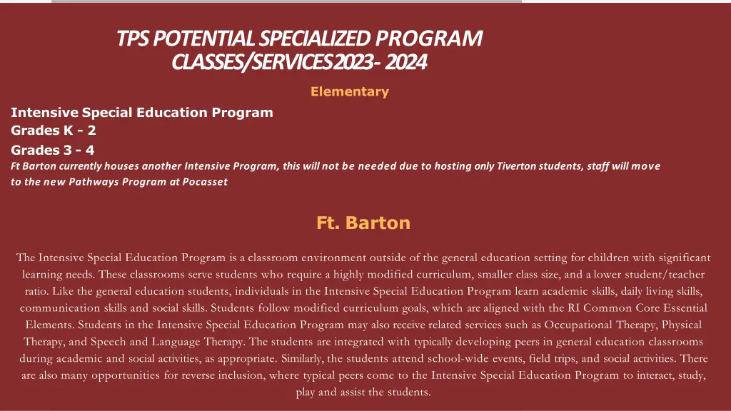 tps potential specializedprogram classes services