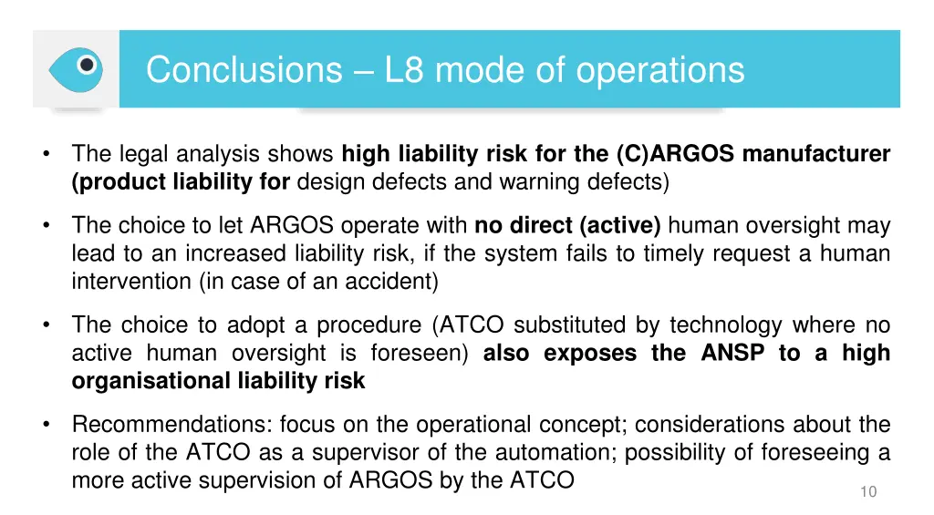 conclusions l8 mode of operations