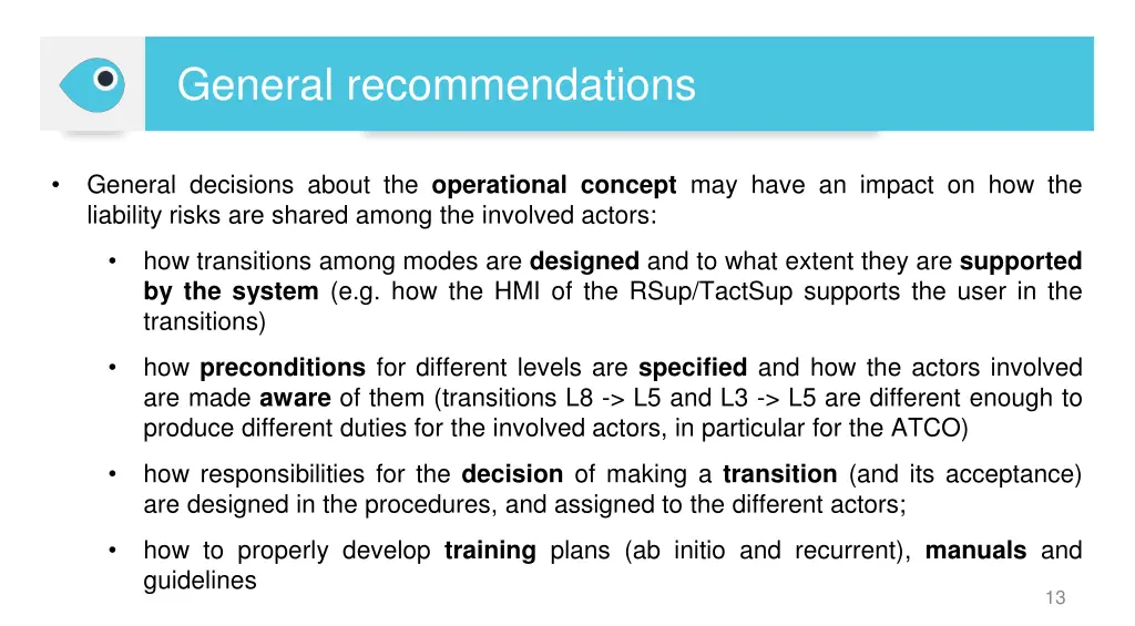 general recommendations