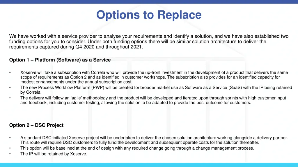 options to replace