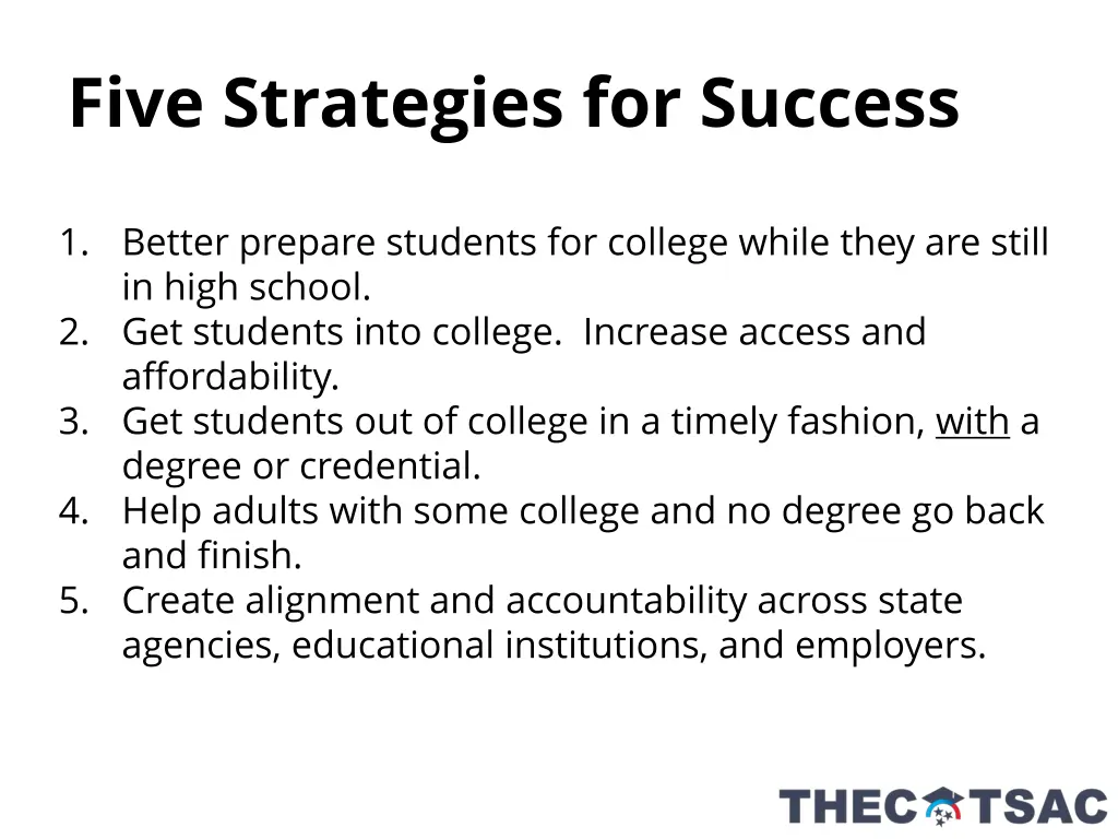 five strategies for success