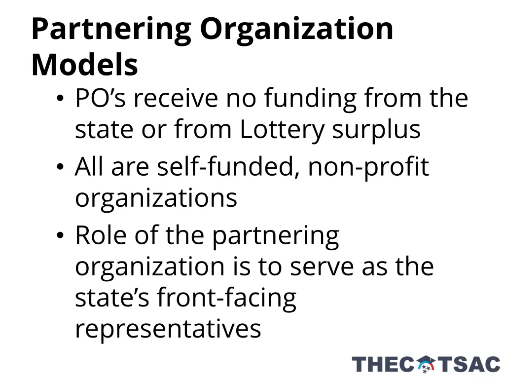 partnering organization models po s receive