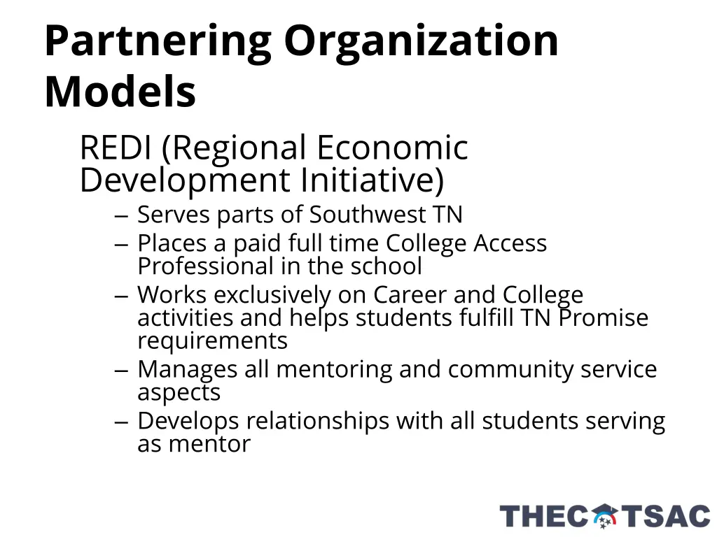 partnering organization models redi regional