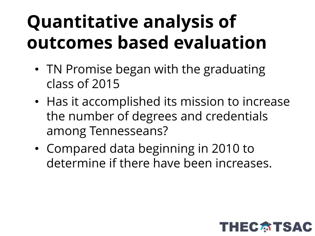 quantitative analysis of outcomes based evaluation