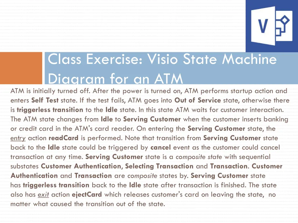 class exercise visio state machine diagram