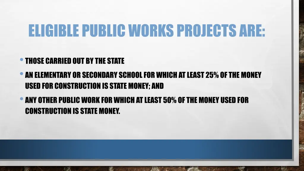 eligible public works projects are