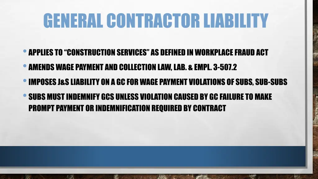general contractor liability