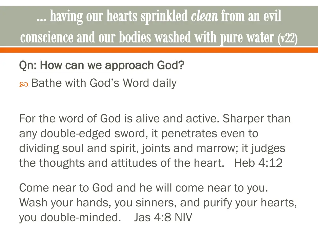 having our hearts sprinkled clean from an evil