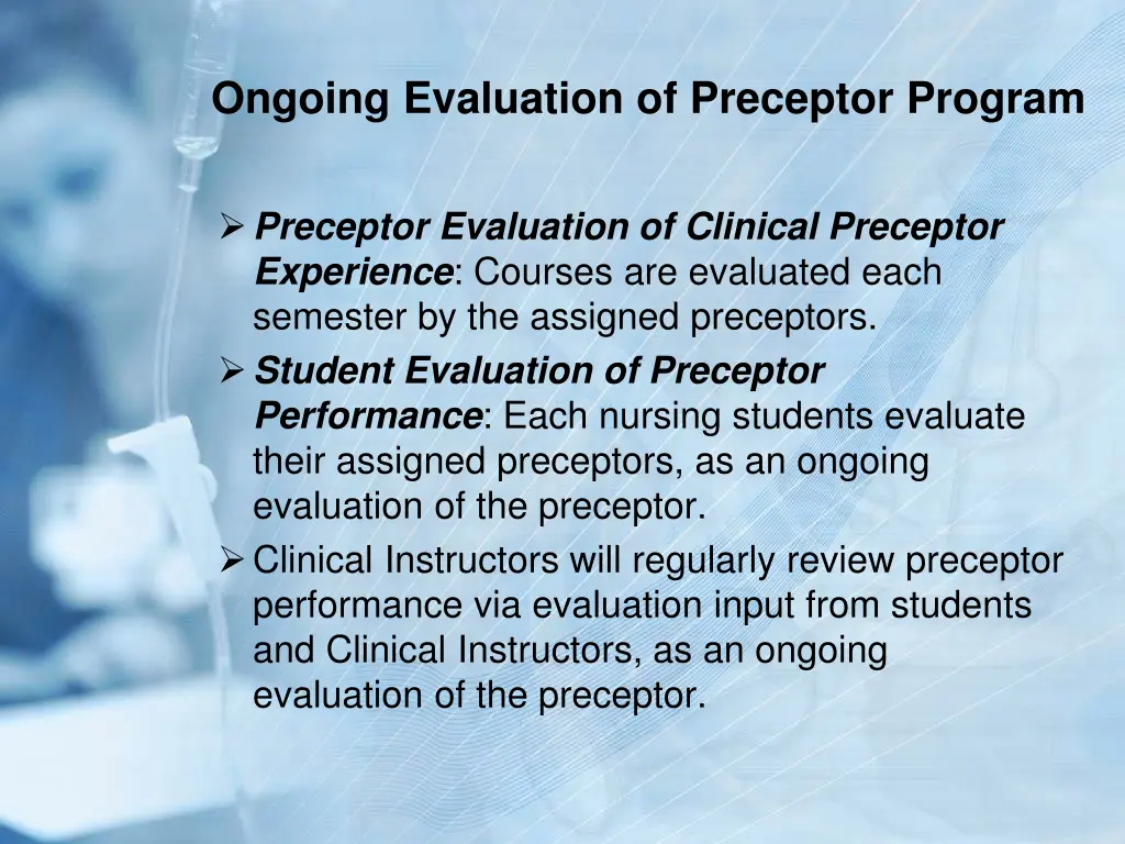 ongoing evaluation of preceptor program