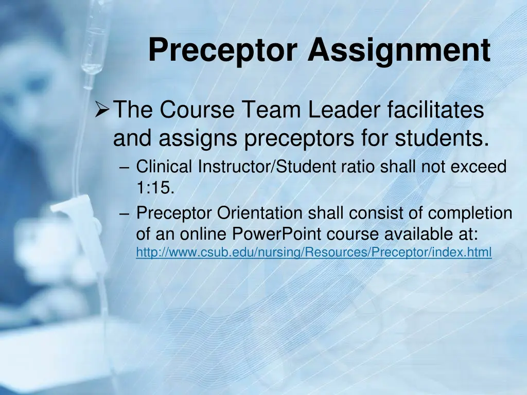 preceptor assignment