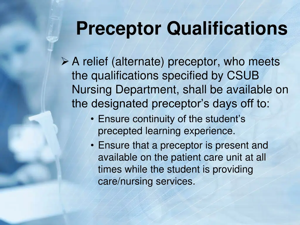 preceptor qualifications 1