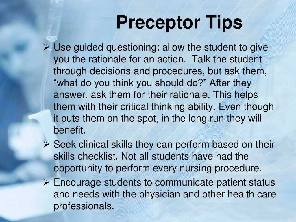 preceptor tips