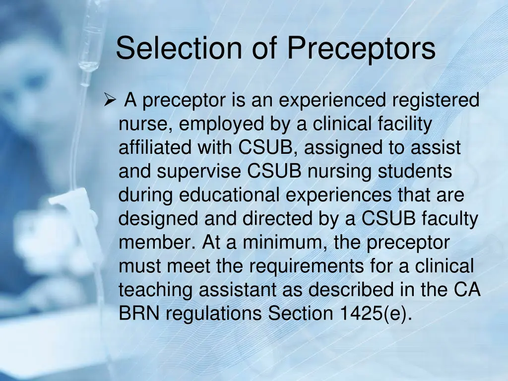 selection of preceptors