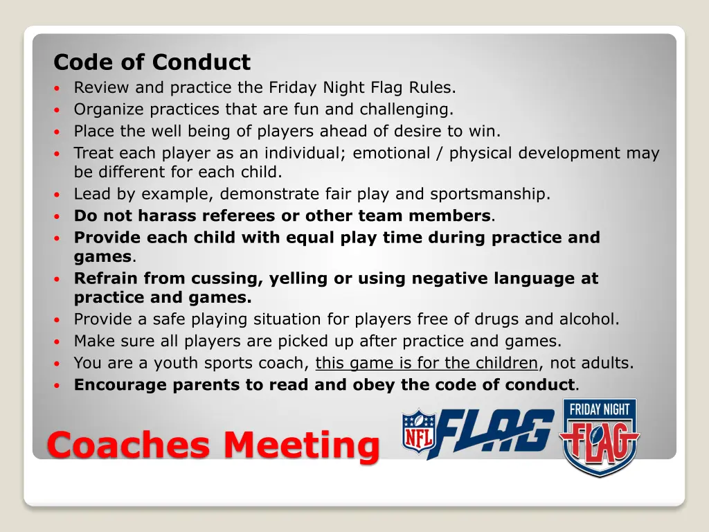 code of conduct review and practice the friday