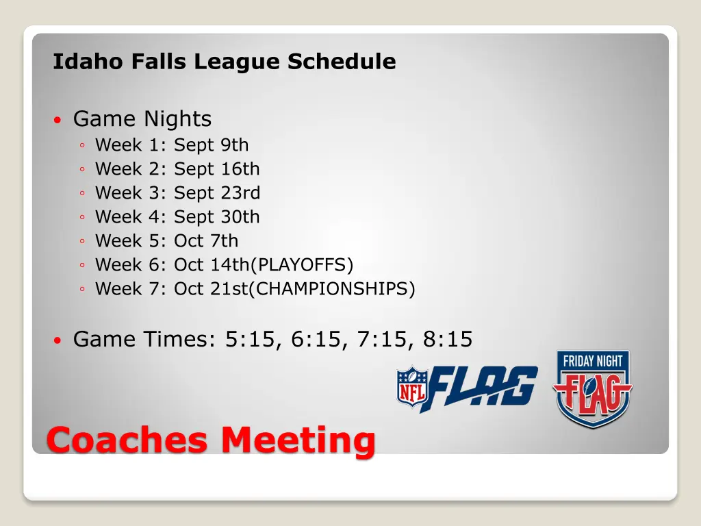 idaho falls league schedule