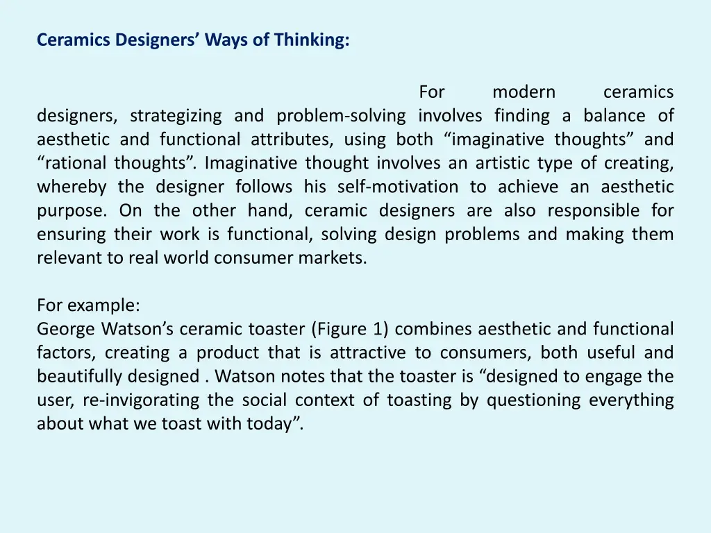 ceramics designers ways of thinking