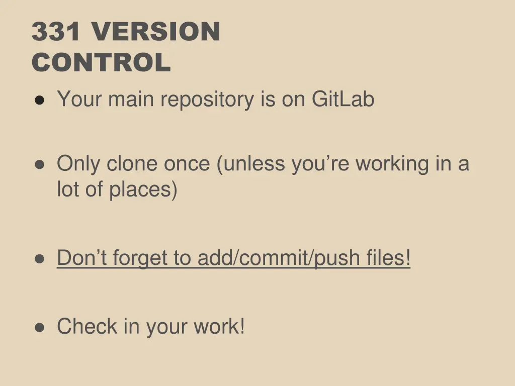 331 version control your main repository