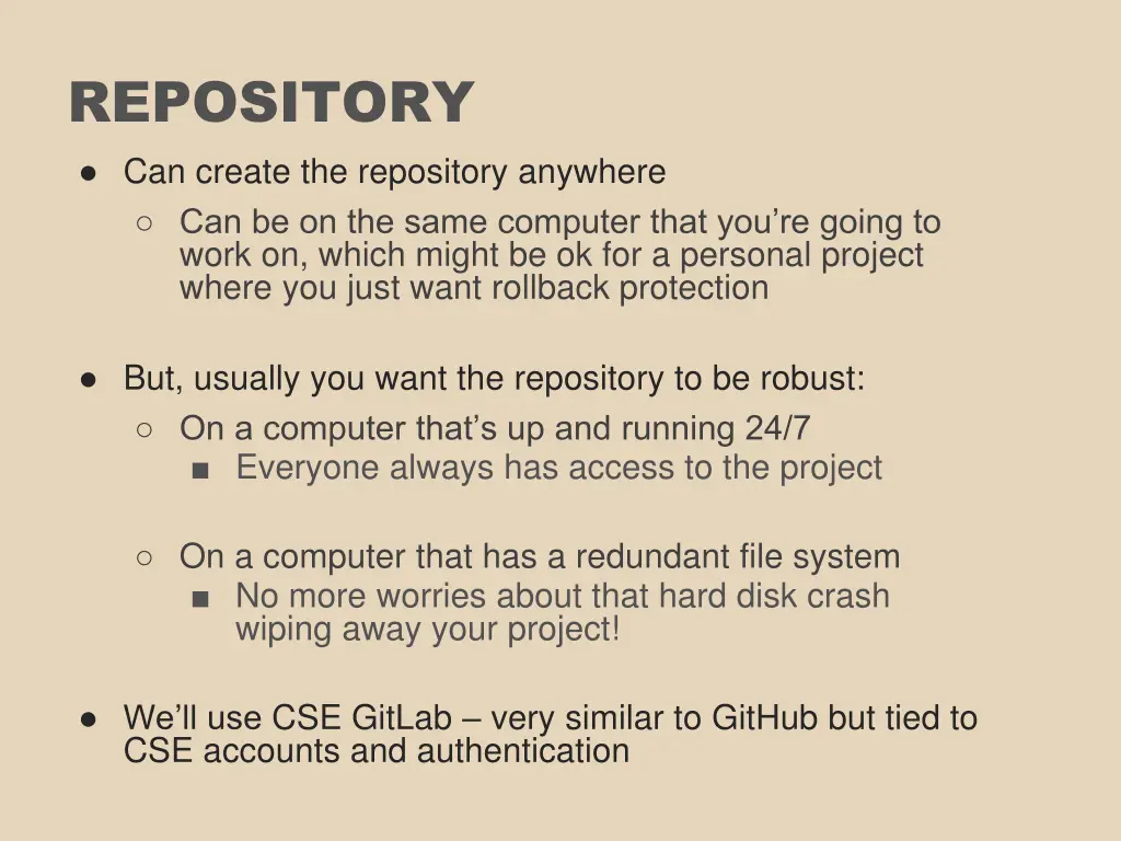 repository can create the repository anywhere