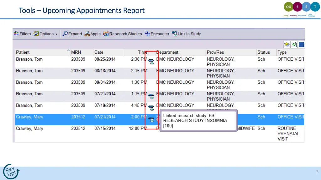 tools tools upcoming appointments report upcoming