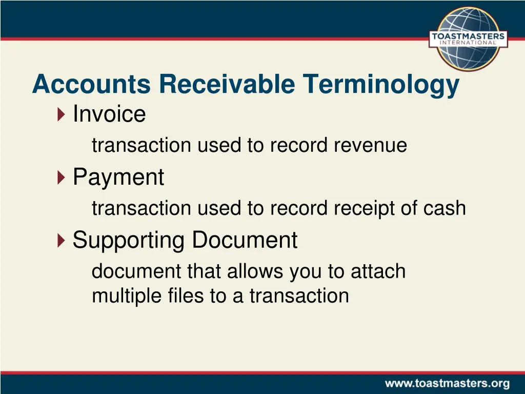 accounts receivable terminology invoice