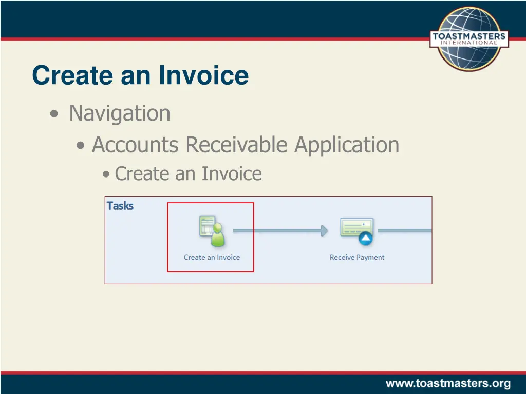 create an invoice navigation accounts receivable