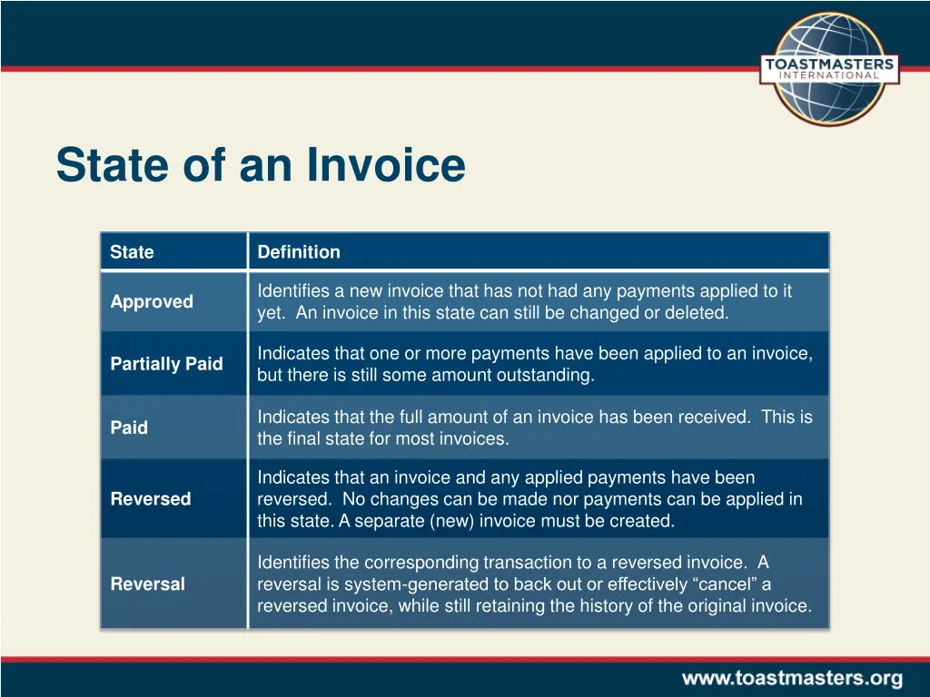 state of an invoice