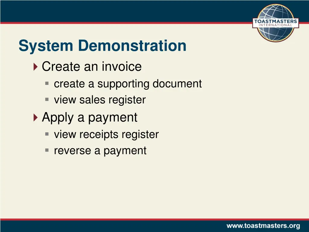 system demonstration create an invoice create