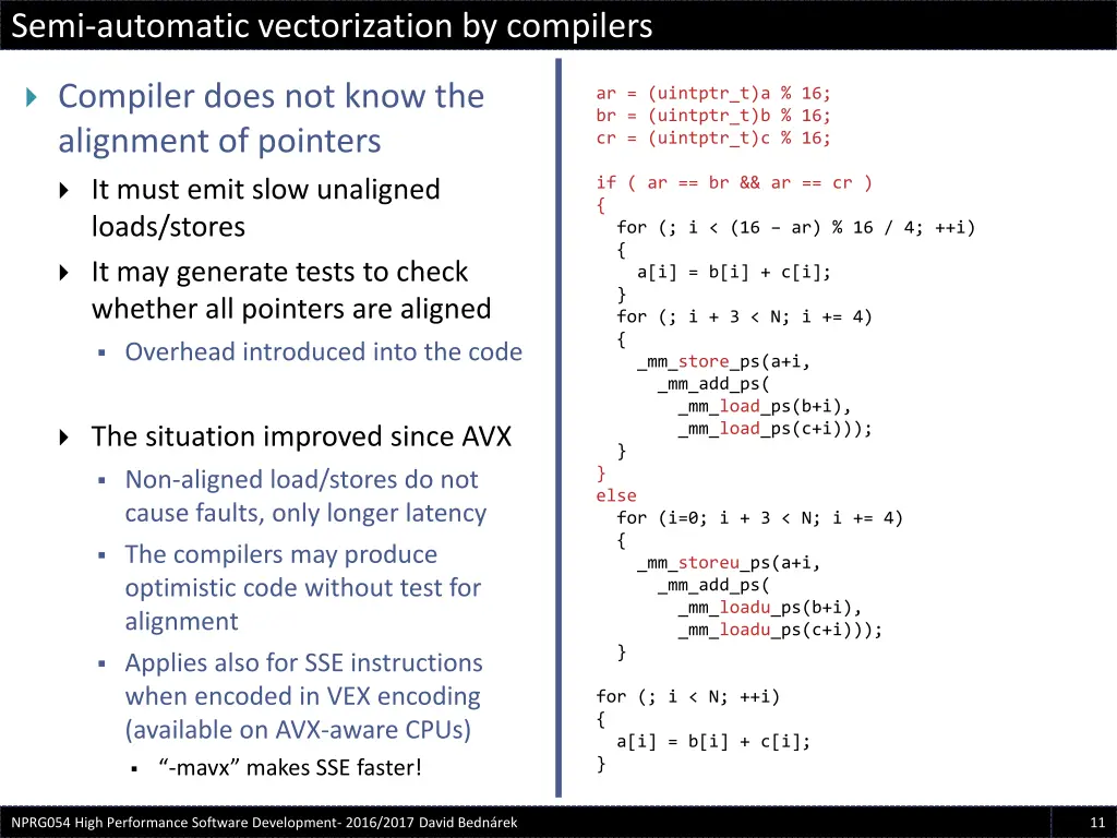 semi automatic vectorization by compilers 10